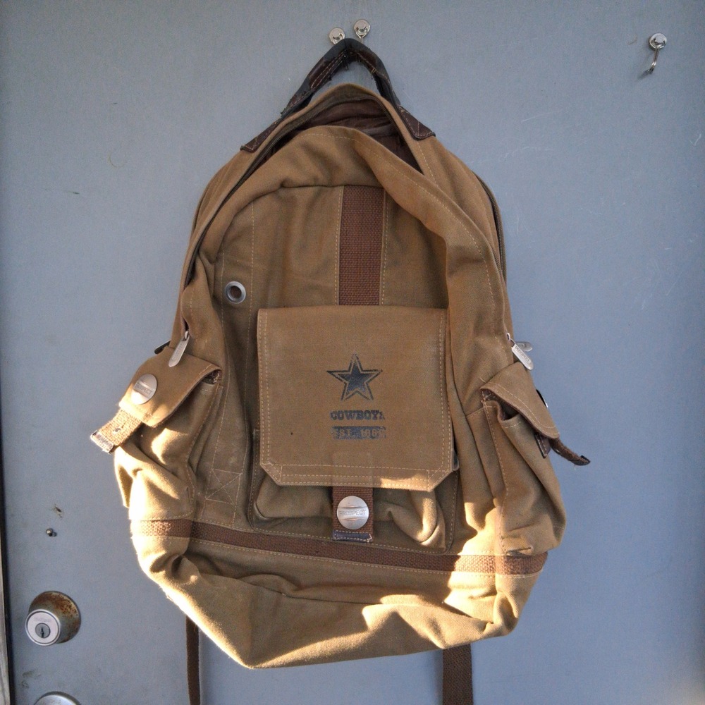 Prospect Dallas Cowboys Canvas Backpack Tan Brown Rucksack Est 1960 NFL Bag